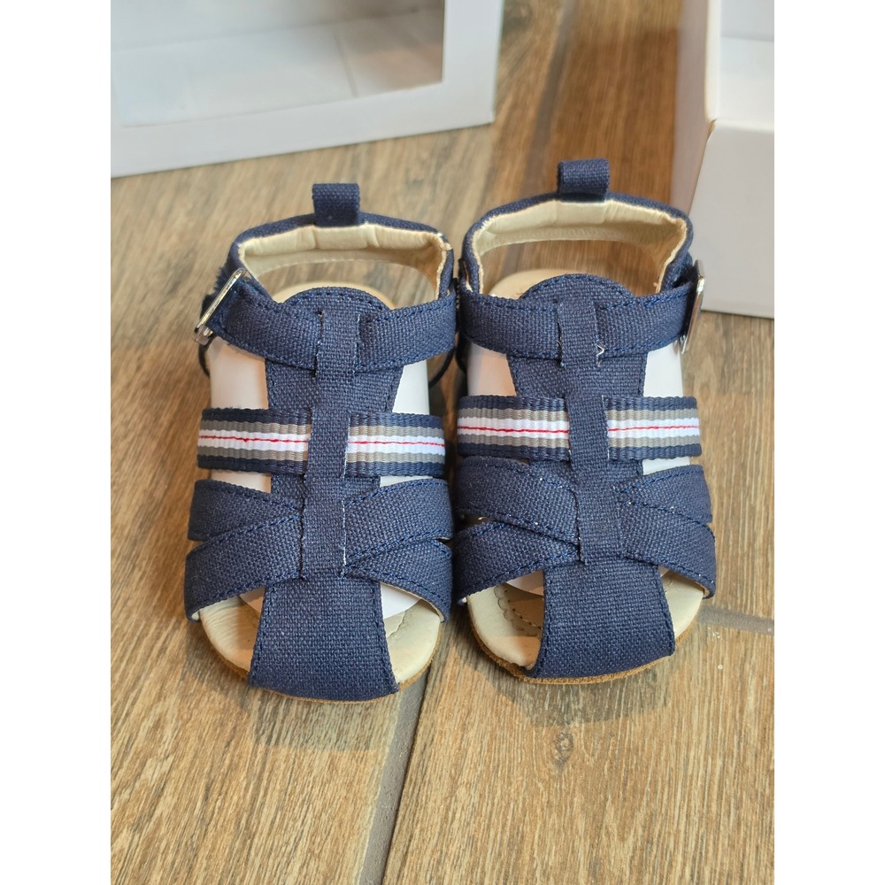 Robeez First Kicks Stuart Navy Blue Fisherman Sandals Baby Boys 12-18 Months NEW